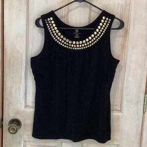 Studio Works Black and Gold Embellished Sleeveless Tank